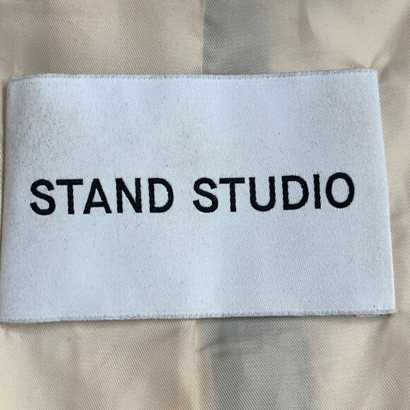 Size M Eliora Trench Multi Color Patchwork Double Breasted Belted Coat - Picture 7 of 11